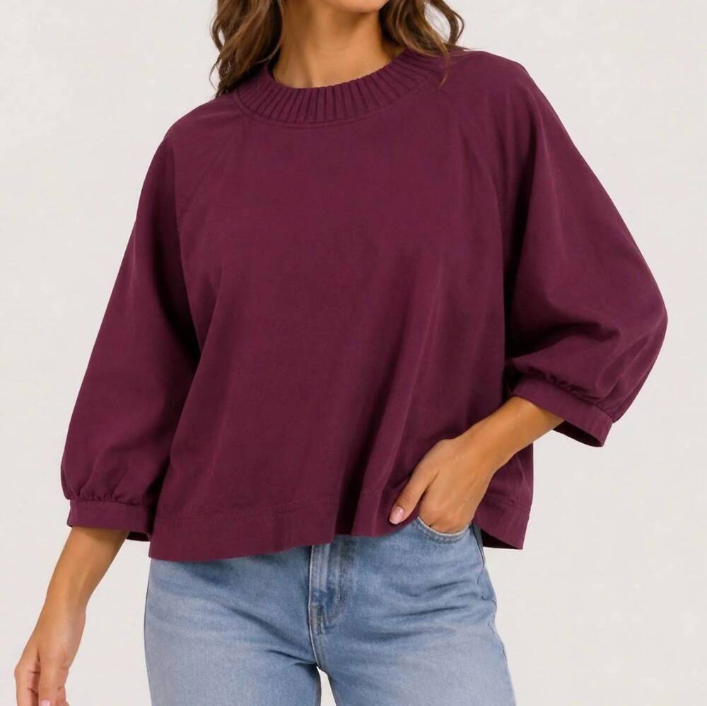 NEW LILLA P voluminous crew sweater in merlot